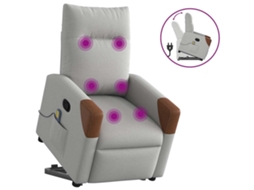 Vidaxl Poltrona Elevatória De Massagens Tecido Cinzento-nublado