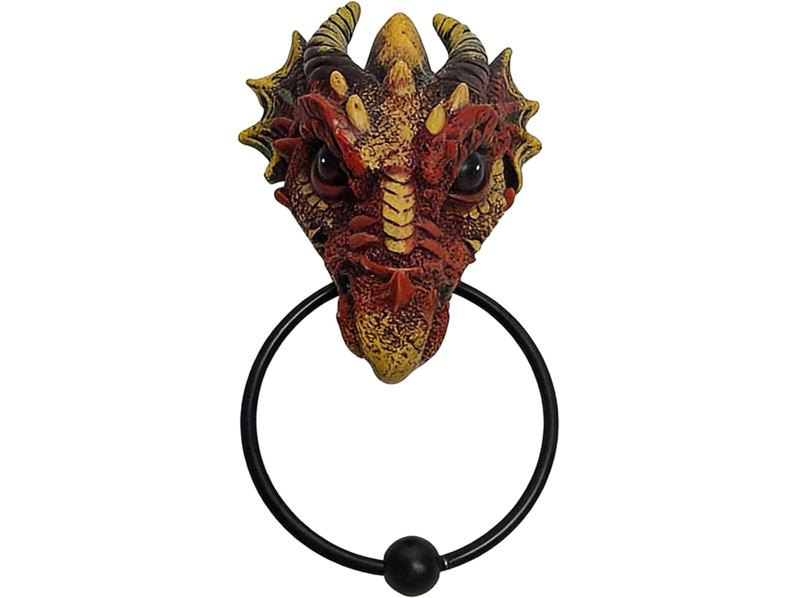 Porta-batedor em formato de cabeça de dragão, decoração gótica em resina pintada à mão, ornamento durável feito à mão com anel
