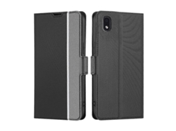 Capa De Couro Com Textura Sarjada E Botões Laterais Para Samsung Galaxy M01 Core