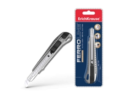 Metallic Cuter Com Fixador Automático Sistema De Retenção De Lâmina Autotravante Divisor Embutido Cor Preta Erichkrause