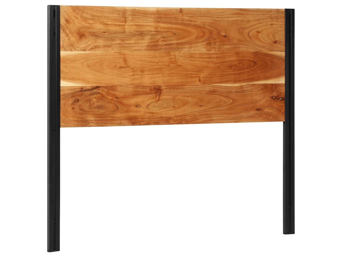 Vidaxl Cabeceira De Cama 120 Cm Madeira De Acácia Maciça/ferro