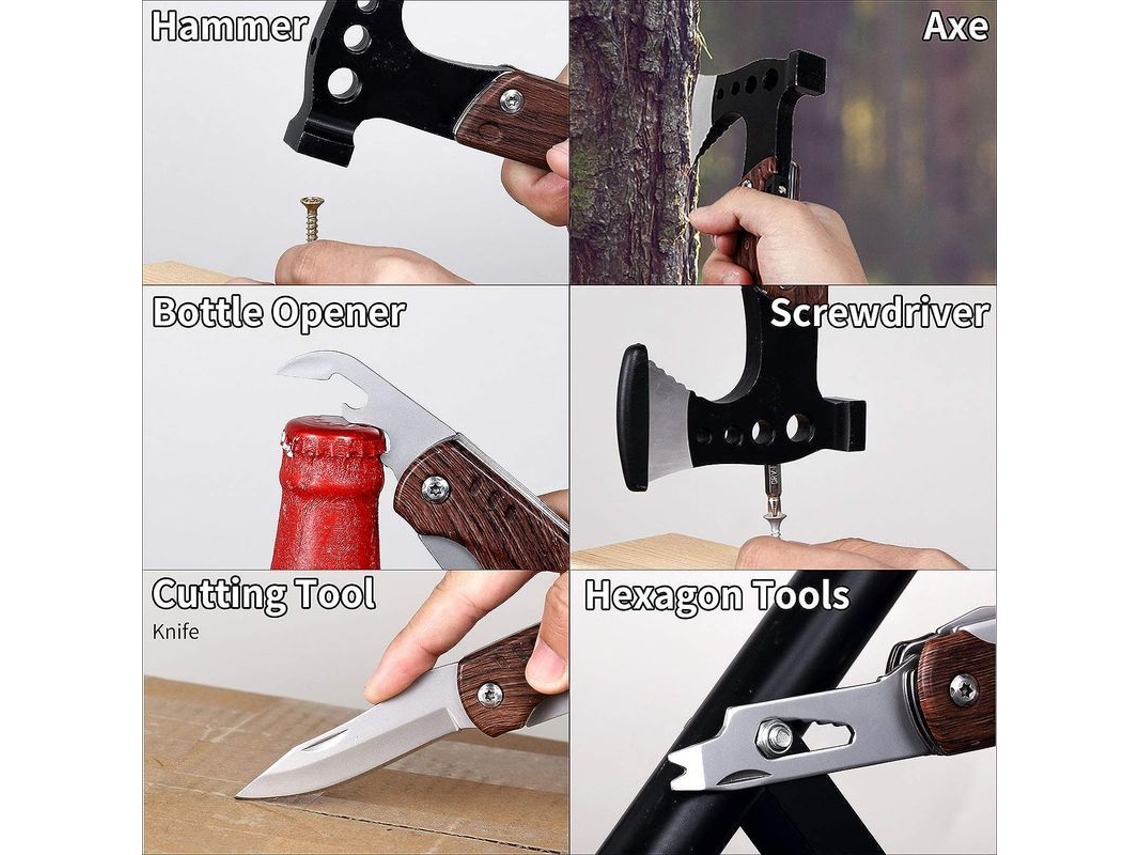Machado de acampamento multifuncional, inox, portátil S/MARCA