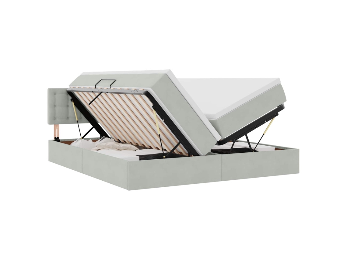 SYFAX™ Cama de Armazenamento Led com Colchão Cinzento claro