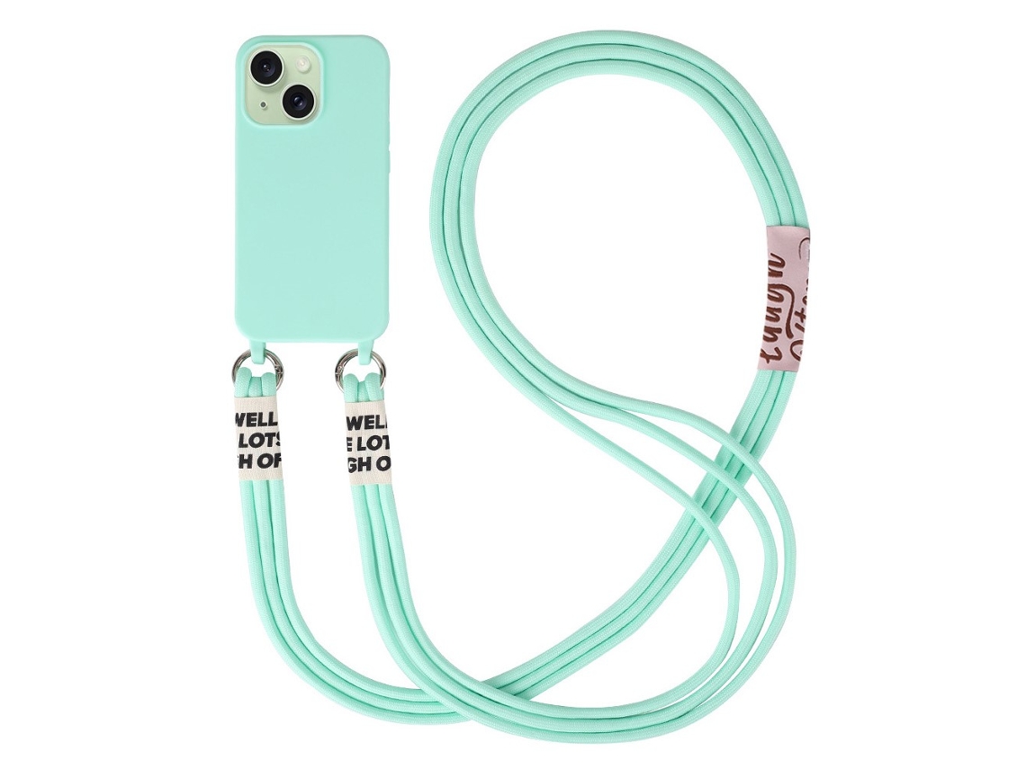 Correia Casa Para Iphone 15 Pele Sintética Verde