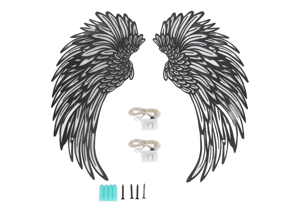 Laxiscreed Decoração De Parede Com Asas De Anjo De Metal E Luz Quente Para Escritório