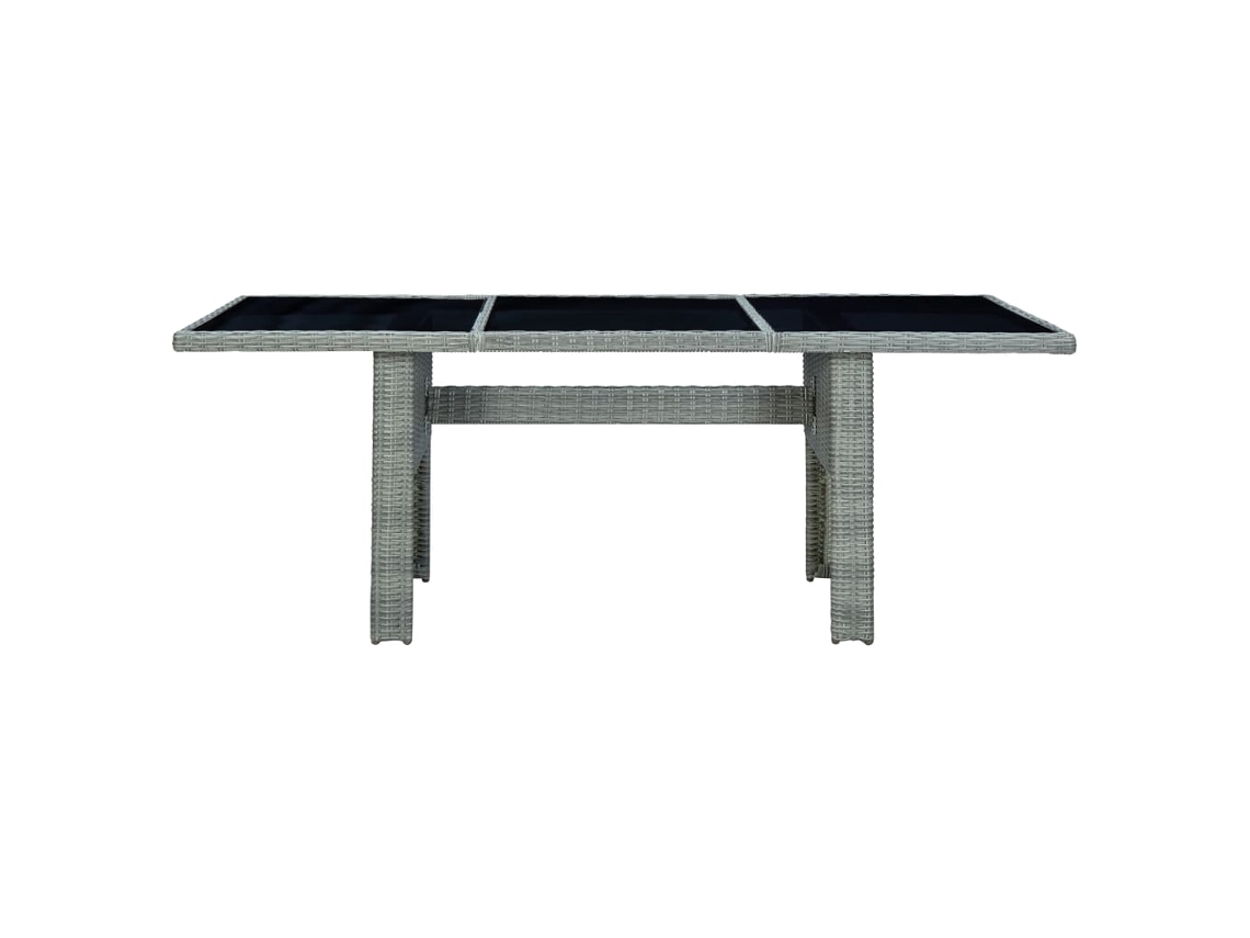 Mesa de Jardim - Mesa Externa Vime Pe e Vidro Temperado Cinza claro HARLANV1
