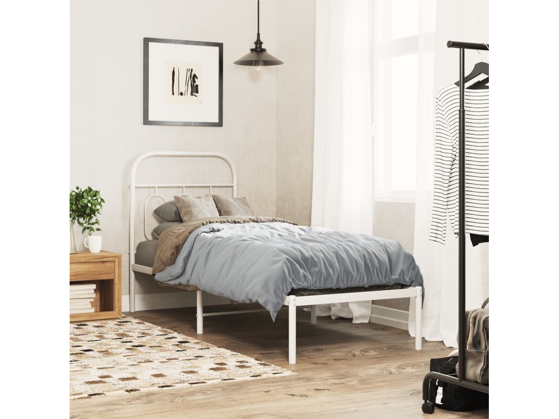 Vidaxl Estrutura de Cama Sem Colchão com Cabeceira 75x190 Cm Branco