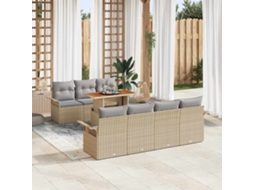 Vidaxl Conjunto De Sofá De Jardim 8 Unid. Bege Rattan Sintético