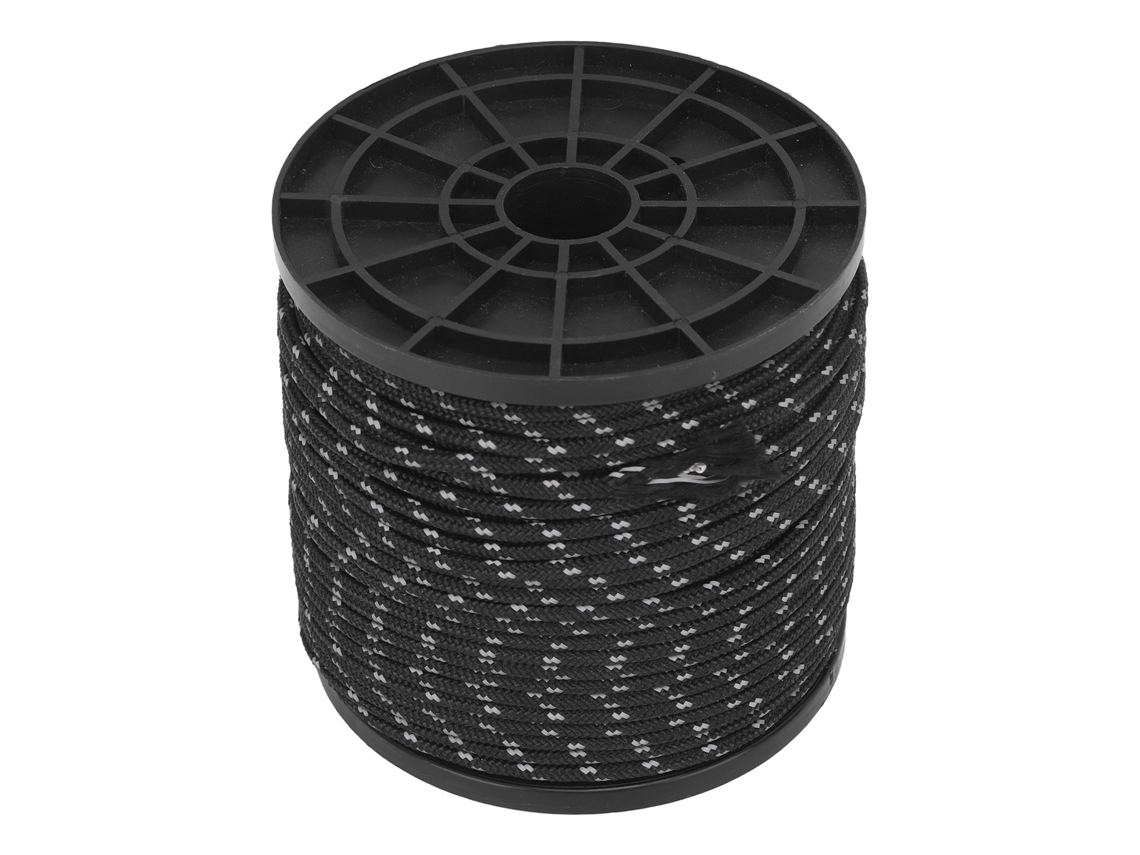 Corda de Camping Reflectiva 164ft 4mm Poliéster Preta