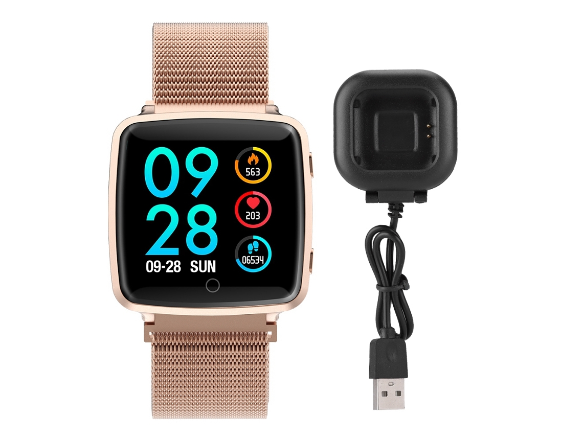 Pulseira Inteligente com Tela Colorida Bl89 Dourado Monitoramento de Pressão Arterial Sono EOOCOO