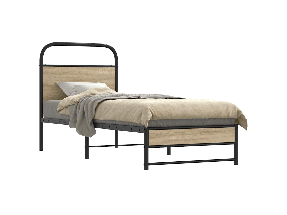 Estrutura Cama S/ Colchão Derivados De Madeira Carvalho Fumado