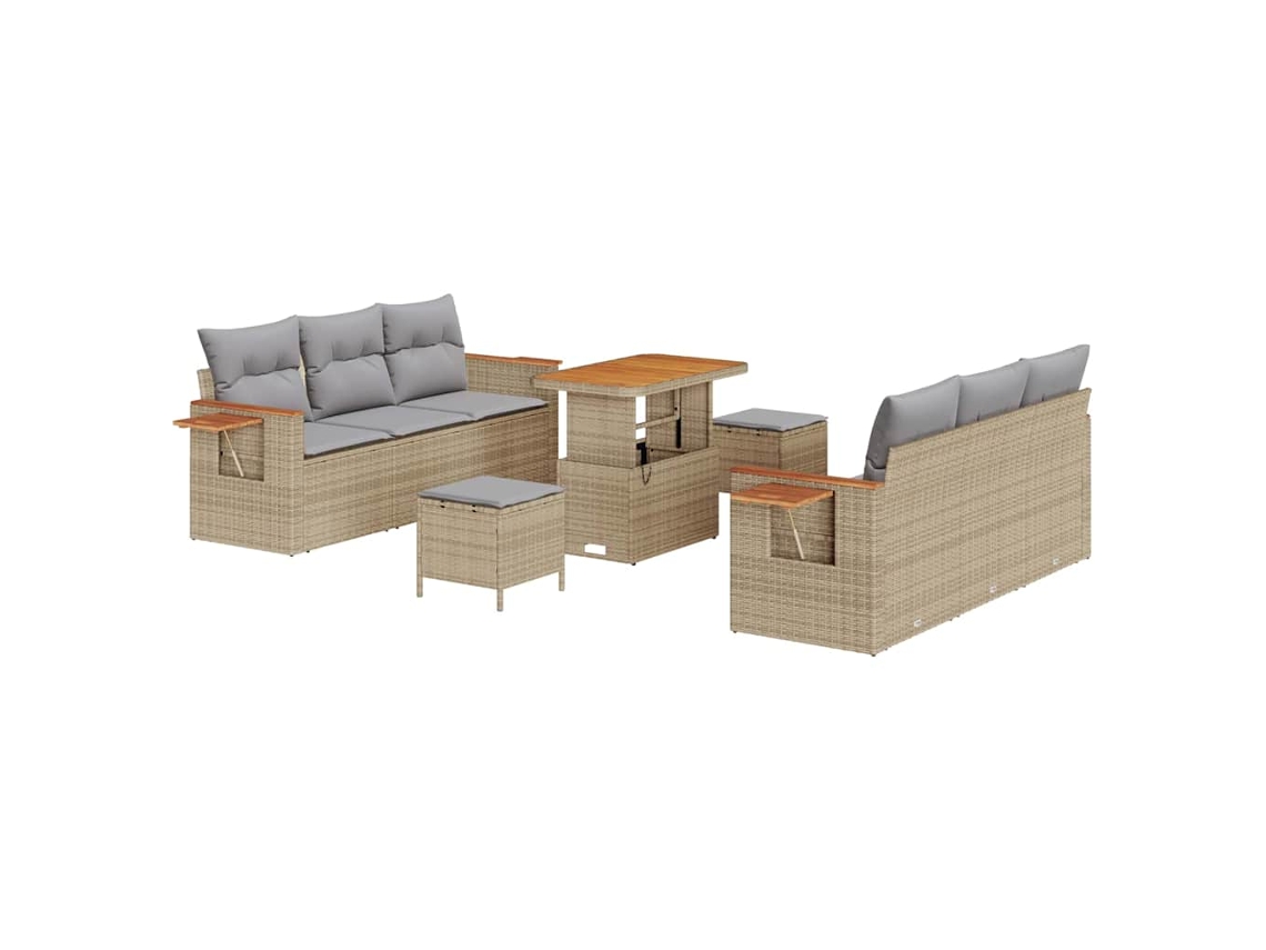 Maison Exclusive - Conjunto De Sofá De Jardim 9 Pcs Bege E Cinza Claro