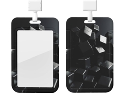 Suporte para Crachá com Cordão, Suporte de Plástico Impermeável, Cubos Pretos, Suporte Vertical Retrátil para Crachá