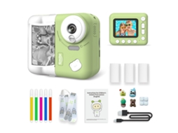 Câmera Digital Infantil 1080p Câmera De Impressão Térmica Verde Gertiz