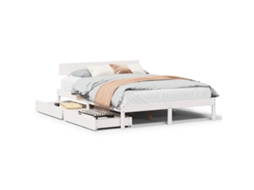 Cama Sem Colchão 135x190 cm Madeira de Pinho Maciça Branco MAISON EXCLUSIVE
