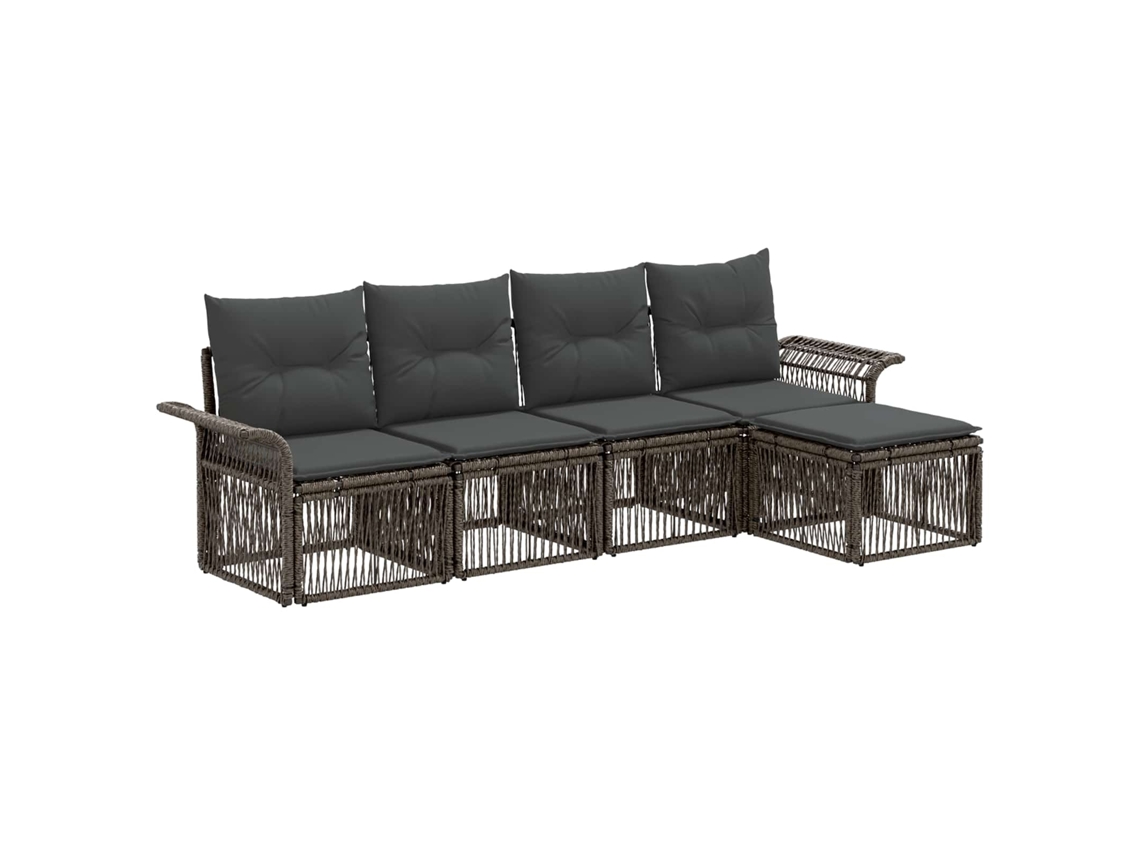 Vidaxl Conjunto De Sofá De Jardim 5 Pcs Cinzento Vime Pe