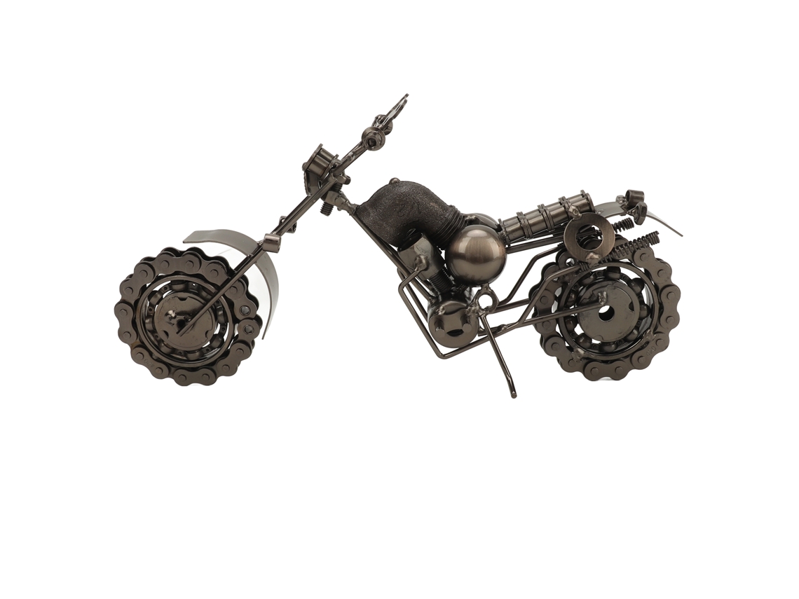 Mali ornamento de Moto Retrô em Ferro Vintage Modelo de Motocicleta Artesanal Grande Prata
