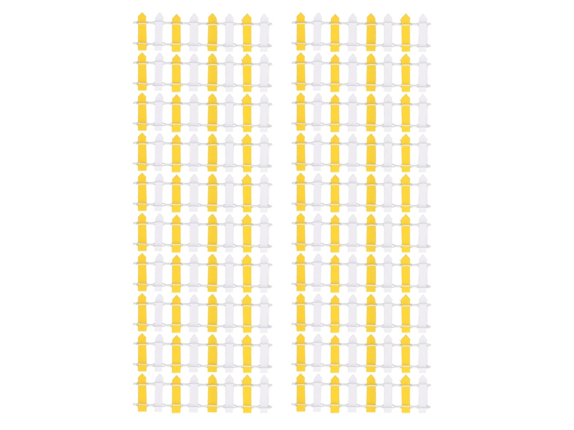 Primerox 20pcs Cerca Miniatura Jardim Casa de Bonecas 1/12 1/6 Amarelo Branco