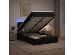 Vidaxl Cama Ottoman Com Colchão E Led Preto 120 X 190 Cm Tecido