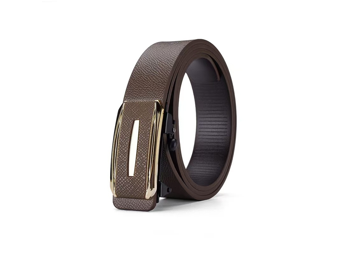 Cinto De Pele Pu Masculino Yuysan, Comprimento 130 Cm, Wy15 - Cor Café