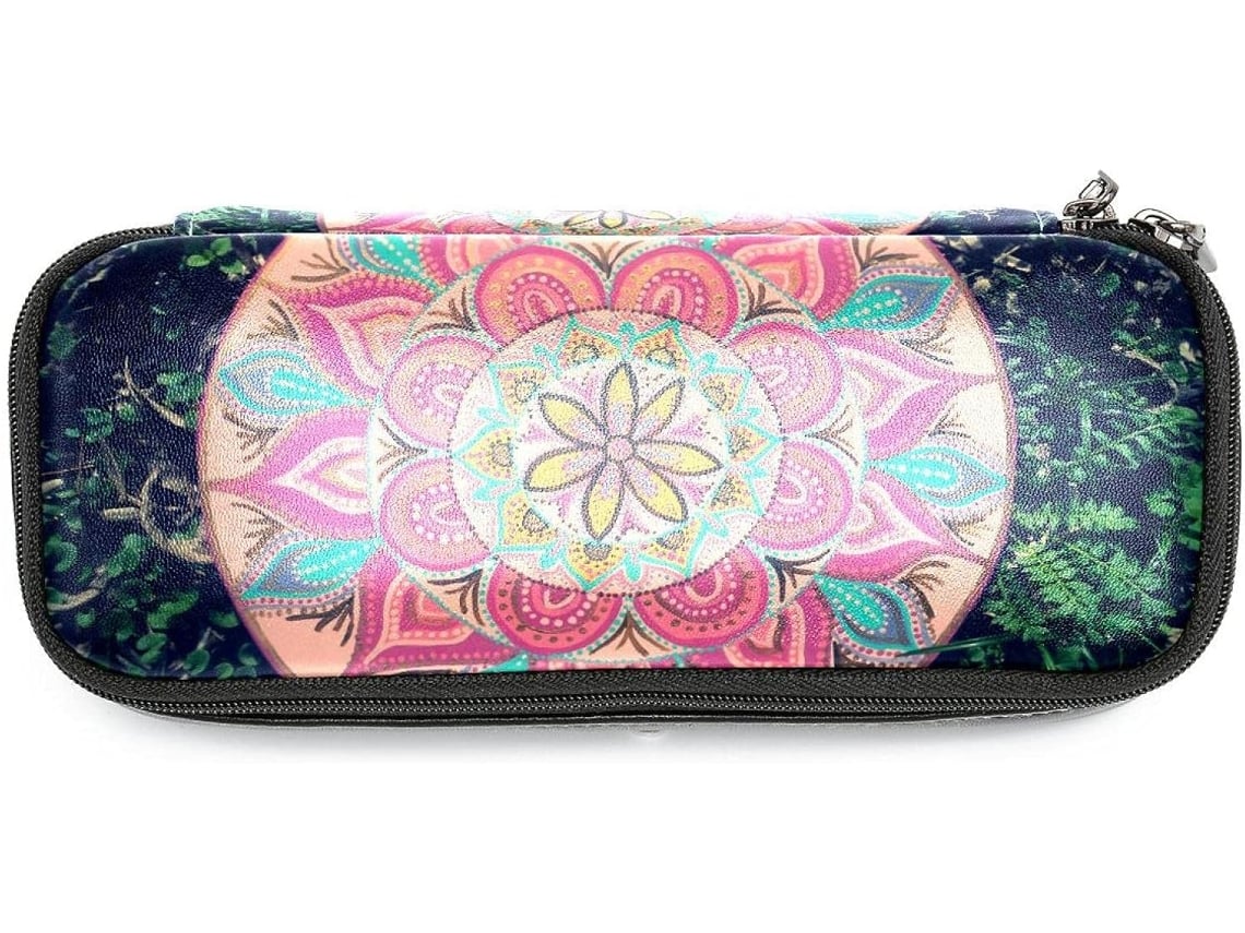 Estojo Lápis Com Design De Mandala Floral Hippie, Organizador De Maquiagem Grande Capacidade, Ideal Escola