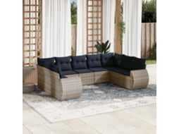 Vidaxl Conjunto De Sofá De Jardim De 9 Peças Com Almofadas Em Rattan Sintético Cinza