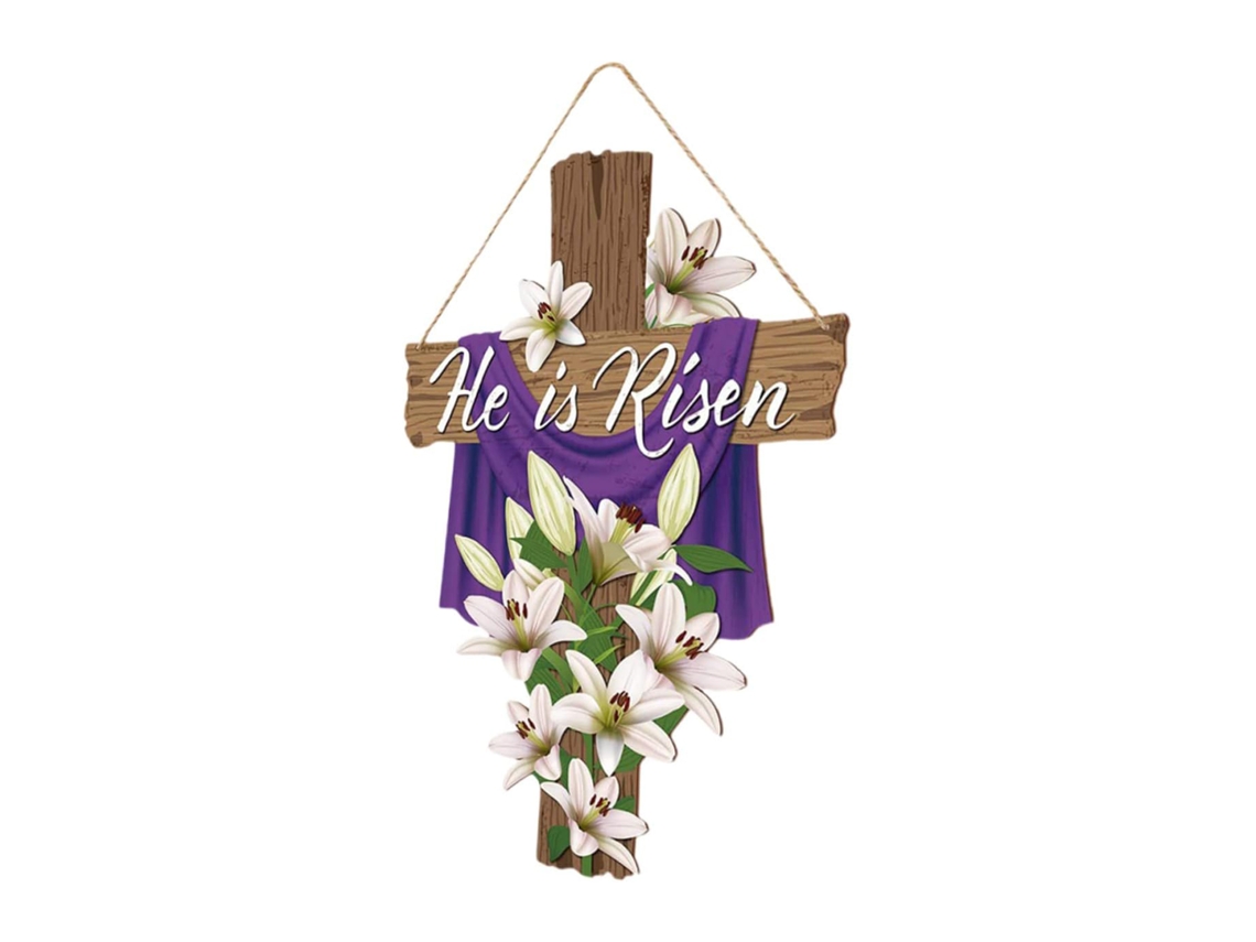 Colar Cross Ressurreição Pendente de Madeira Decoração de Paredes Pascoal LAXISCREED