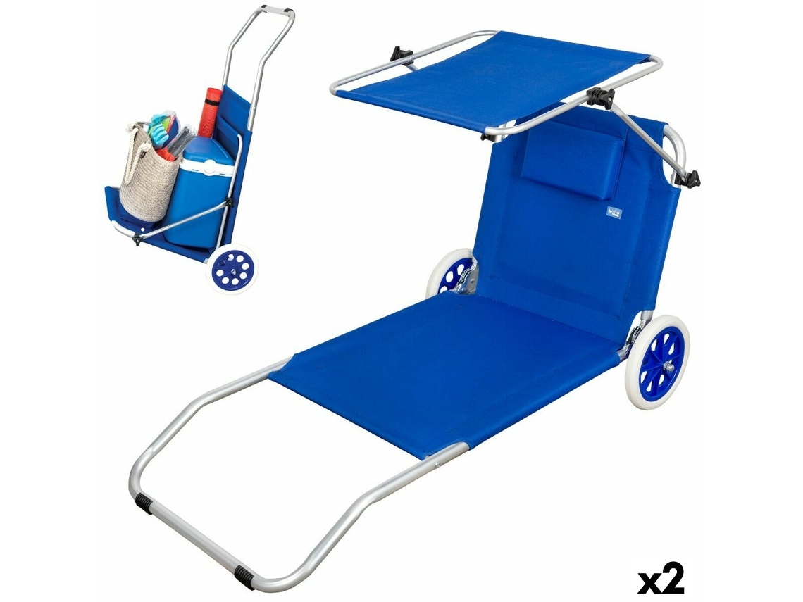 Ligstoel Aktive Azul Toldo Carro Rebatível 62 X 62 X 117 Cm 2 Unidades