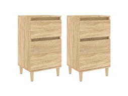 Bedside Cabinet, Bedside Cabinets Vidaxl Marrom Madeira Processada (n/a)