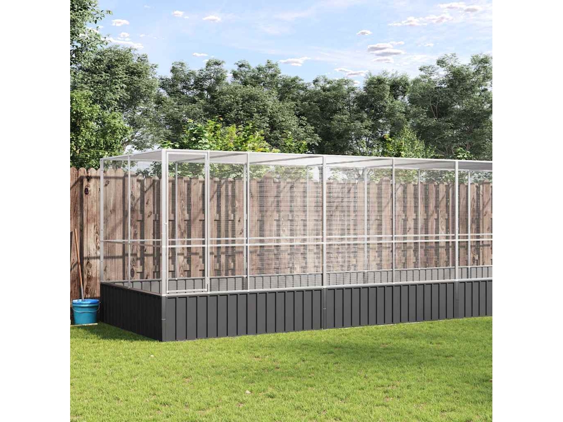 Vidaxl Aviário Com Extensão 832x207x212 Cm Aço Prateado