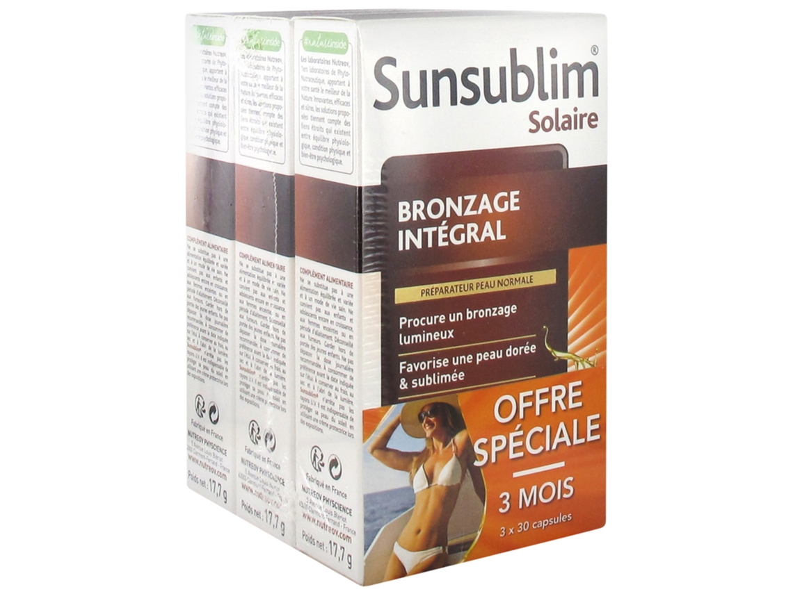 Sunsublim Bronzeamento Integral Pele Normal Lote de 3 X 30 Cápsulas NUTREOV