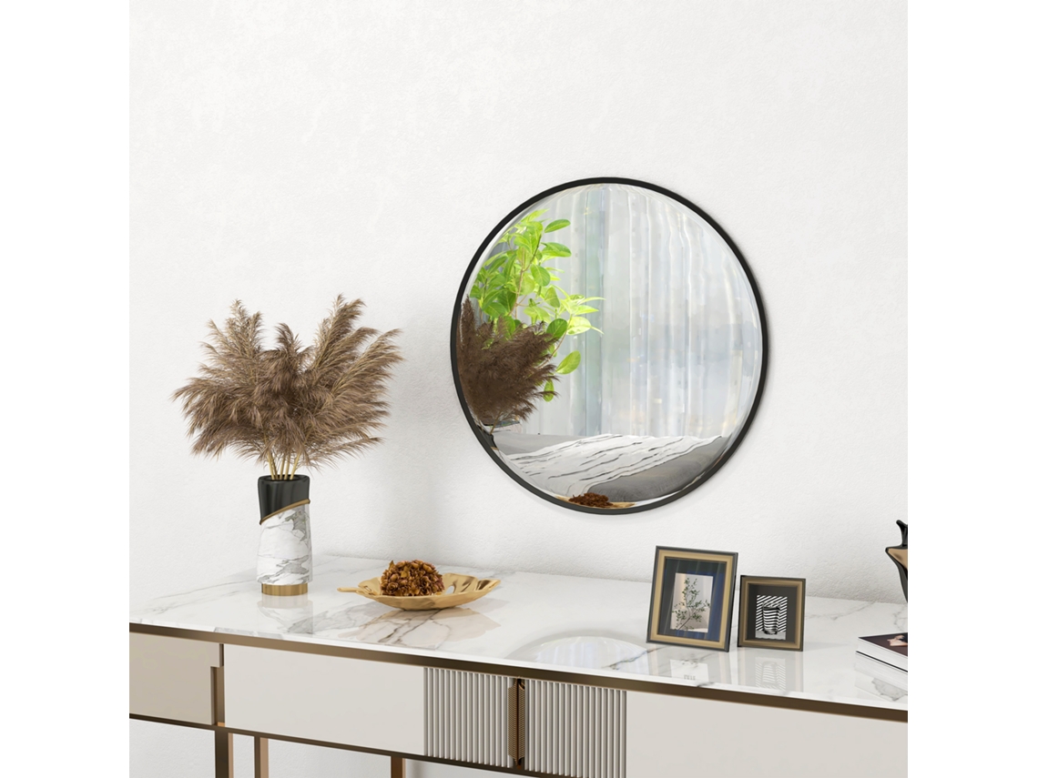 Wall Mirror, Modern Design. Φ61 Cm, Black