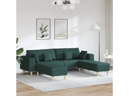 Vidaxl Sofá 3 Unid. Verde Escuro Tecido