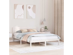 Vidaxl Estrutura da Cama Branco 140 X 200 Cm Madeira de Pinho Maciça
