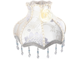 Abajur Elegante em Estilo Vitoriano, com Franjas em Tecido Bege, Iluminação Suave e Estrutura Simples. Ideal para Luminárias. SFUSHOS