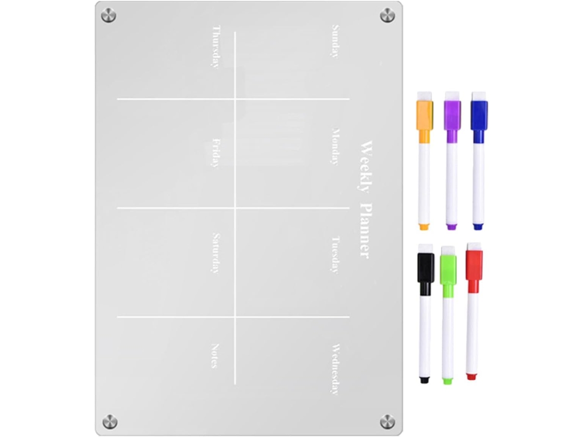 Tableau Magnétique Effaçable À Sec Et Rappels Cuisine Em Acrílico Com Suporte Stylo Para Refrigerador E