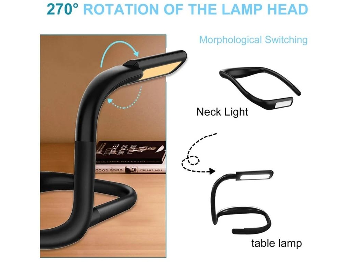 Luz De Leitura Led Para Pescoço Luz De Livro Na Cama Lâmpada De Mesa Com Brilho Ajustável 3 Cores Com Braços Dobráveis Adequada Para Reparos Yizhood
