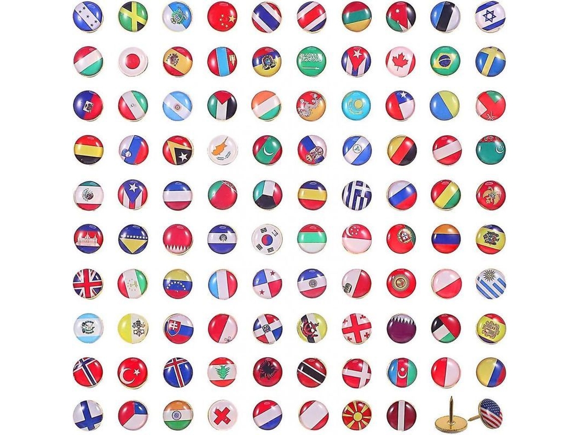 2026 100 Chinchetas Creativas de Bandera Nacional para Tablero de Anuncios, Mapa Y Oficina Con Caja Clara