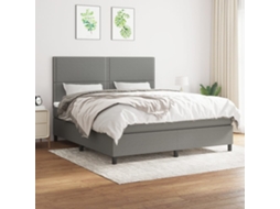 Vidaxl Cama Com Molas/colchão 180x200 Cm Tecido Cinzento-escuro