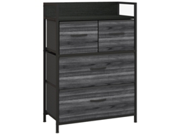 Cômoda 4 Gavetas Tecido Industrial Preta 60x29x85cm