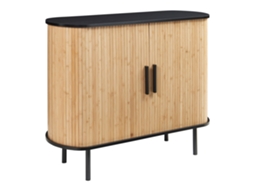 Aparador Tvedestrand com 2 portas de correr, 100 x 40 x 80 cm, Preto/Bambu, [EN.CASA]