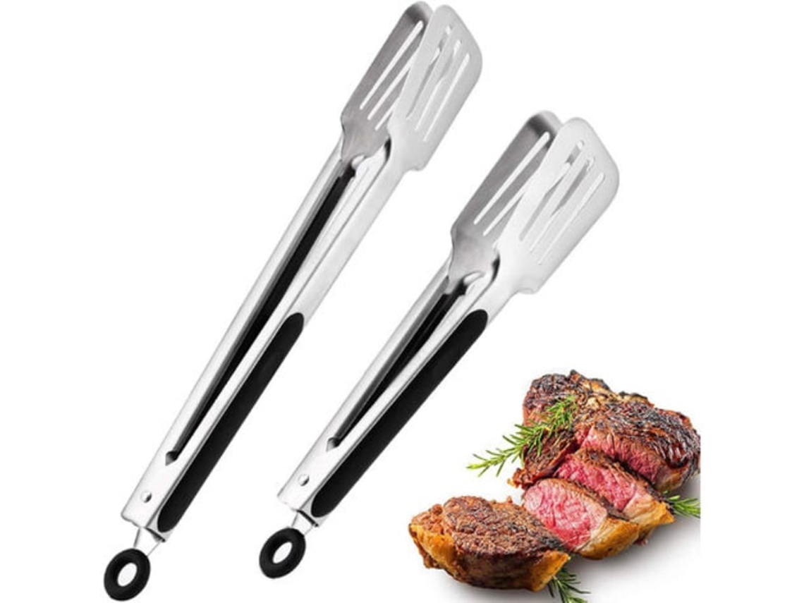 Lurelia Pinça Servir Kit 2 Peças Inox Silicone 23 Cm Antiderrapante Churrasco