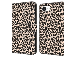 Capa Para Iphone 16e Com Compartimento Para Cartão, Estampa De Leopardo, Flexível E Feita Em Couro Pu
