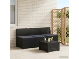 Vidaxl Sofá De Jardim 3 Lugares Com Almofadas Visual Rattan Pp