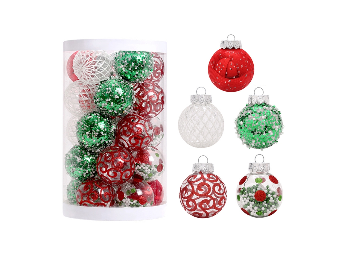 Laxiscreed Conjunto De 25 Bolas De Natal Pintadas Com Cola E Saquinho Verde Para Decorações Festivas