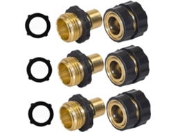 Conjunto De 3 Conectores Rápidos Latão Para Mangueira Jardim, Macho E