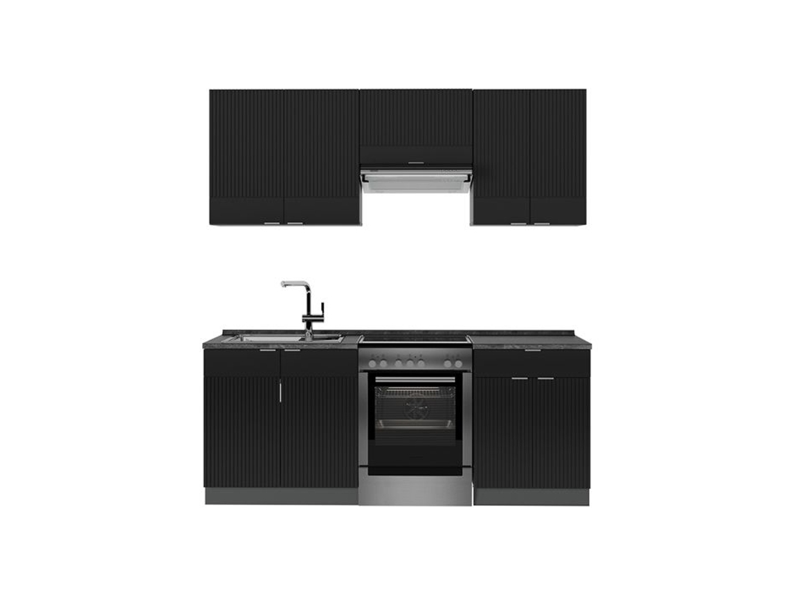 Cozinha Fame-line, 200cm, Pt Antracite, Preto Listrado/antracite, Antracite, Vicco