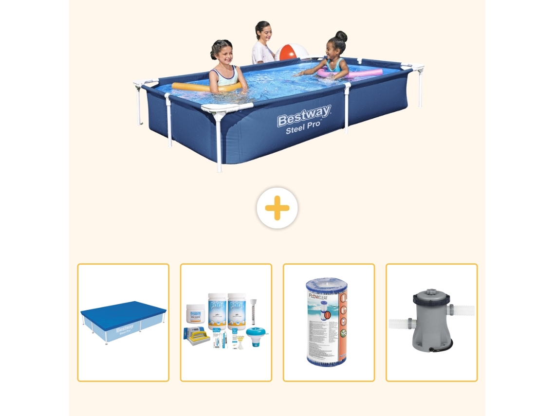 Bestway Piscina Bestway Steel Pro Retangular - 221x150x43 Cm - 5-peças S34
