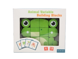 Brinquedo educativo infantil de blocos de madeira com animais - Sapo