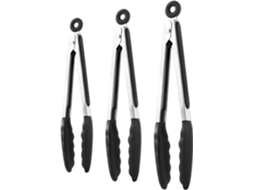 Pinça De Cozinha Com Trava Em 3 Partes, Em Aço Inoxidável, Com Pontas De Silicone, Ideal Para Cozinhar, Fazer Churrasco